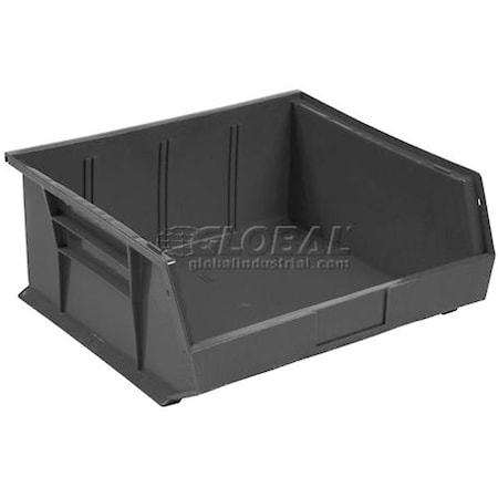 Global Industrial Hang & Stack Storage Bin, Plastic, Black, 5 in H, 11 in W 269685BK